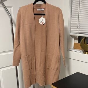 Women's Tan Open Front Cardigan